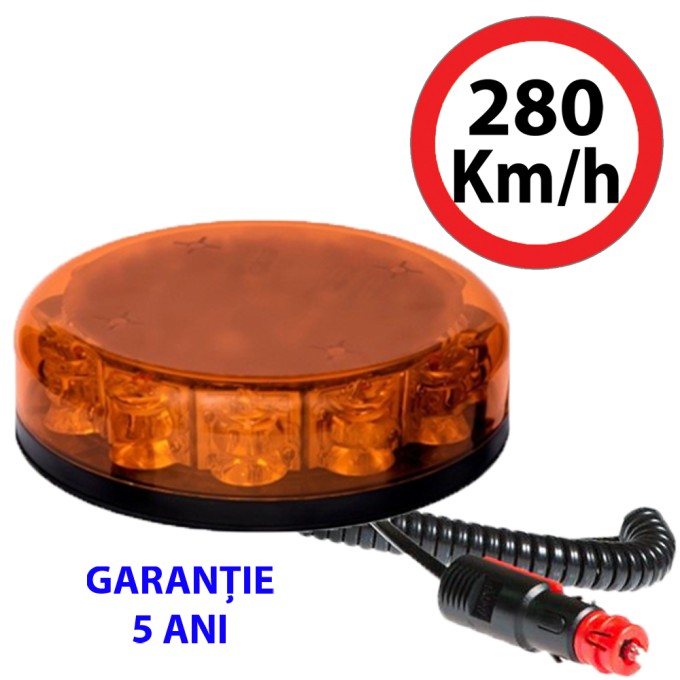 Girofar LED Magnetic aerodinamic (doar 4,5 cm inaltime) 12-24V 12 LED-uri de 3W - 5 ani Garantie